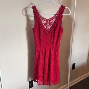 by & by Red Lace Mini Dress